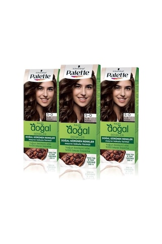 Palette Kalıcı Doğal Renkler Saç Boyası 5.0 Açık Kahve 3'lü