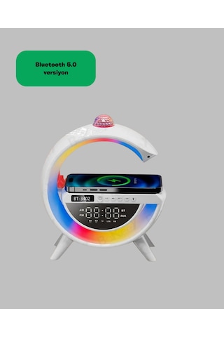 Kablosuz Şarjlı Dijital Saat Rgb Işıklı Bluetooth Hoparlör Çok Fo