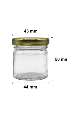 50 Adet Metal Gold Kapaklı Cam Mini Kavanoz 40 Cc Kına Düğün Söz Nişan Hediyeliği Şeffaf-gold