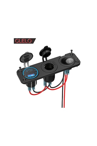 Xuweiwei Clelo 12v Araç Için 1 Set Çift Usb Ve Type-c Şarj Led Ekranlı Rv Tekne Ve Araçlar Için Hızlı Şarj Bağımsız Açma Kapama Düğmeli 12v 24v Araçlar Için Uygun