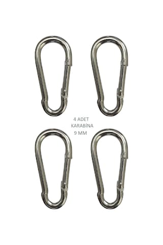Galvanizli Karabina, 9 Mm, Askı, Çengel, Kanca, Anahtarlık 4 Adet