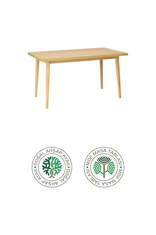 Vilinze Avanos Ahşap Sabit Mdf Naturel Mutfak Masası - 80x140 Cm Naturel Naturel