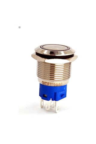 19mm Yaylı Metal Buton Yeşil Işıklı 1no/1nc Anahtar 12v 24v