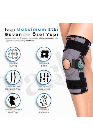 Açı Ayarlı Ve Patella Destekli Dizlik 1 Çift Fleksiyon Ekstansiyon Kontrollü Ortopedik Diz Desteği