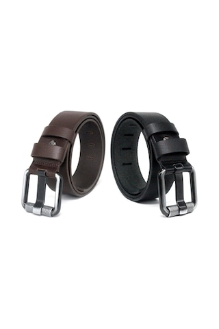 2'li Hakiki Deri Erkek Kot Kemeri 4,5 Cm Çok Renkli