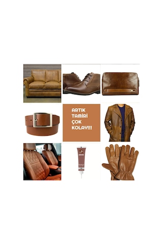 Kahverengi 20ml Deri Tamir Bakım Onarım Jeli Koltuk Çatlak Yırtık