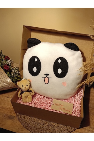 Kutulu Hediye Seti / Panda Yastık 35cm Ve Ayıcık Anahtarlık