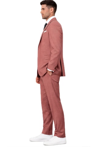 Fabio Cassel Slim Fit Mono Yaka Çift Yırtmaçlı Astarlı Takım Elbise Yelekli Kiremit