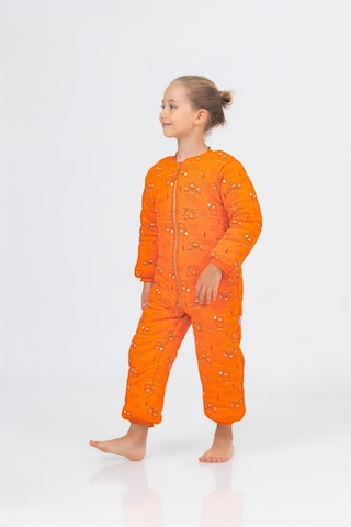 Kız Erkek Çocuk Kalın Elyaf Dolgulu Premium Kalite 2.5 Tog Desenli Uyku Tulumu Turuncu