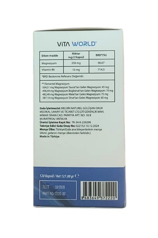 Vita World Magnesium Bisglycinate 120 Tb