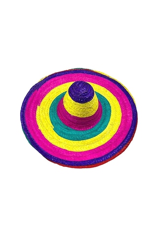 Sombrero Meksika Şapkası Renkli Örme Hasır Yetişkin Boy +0