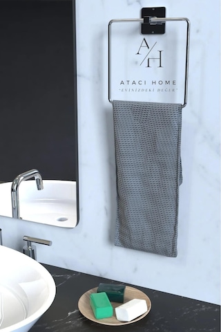 Atacı 1.kalite Kare Yapışkanlı Gümüş Kare Havluluk Banyo Havlu Kare Pratik Askılık Krom
