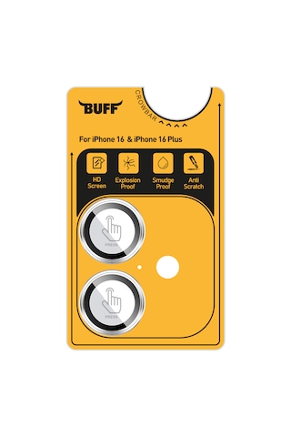 Buff Apple Uyumlu iPhone 16 Plus Metal Kamera Lens Koruyucu Silver