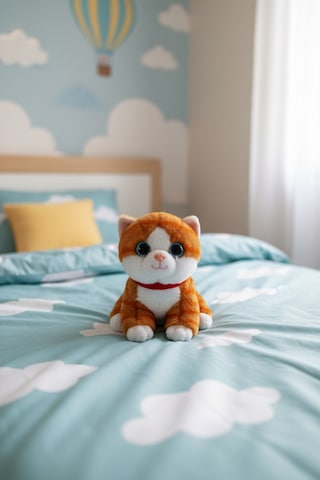 Miyavlayan Peluş Kedi 25 Cm - Yumuşacık Tüylü Sesli Uyku Arkadaşı Ve Hediye Kedi Oyuncak Turuncu