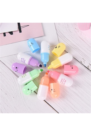 Kapsül Pastel Renkler İşaretleme Kalemi 6'lı Set Çok Renkli