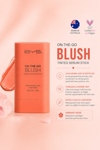 Bys Tinted Serum Stick Blush Juicy Peach Şeftali Nemlendirici,doğal Işıltı Sağlayan Stick Allık 01 Peach