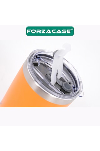 Forzacase Çift Katmanlı Paslanmaz Çelik Pipet Girişli 600ml Sıcak Soğuk Tutan Bardak Termos Mug - Fc1142 Siyah