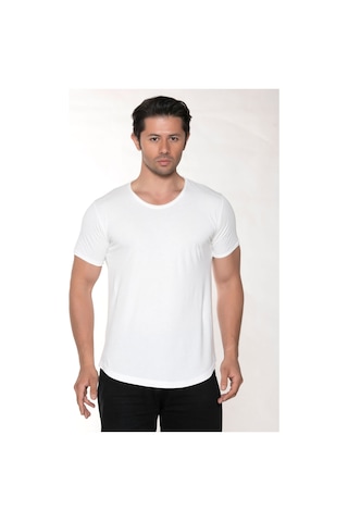 Black Horn Erkek Geniş Yaka %100 Pamuk Salaş T-shirt KIRIK BEYAZ