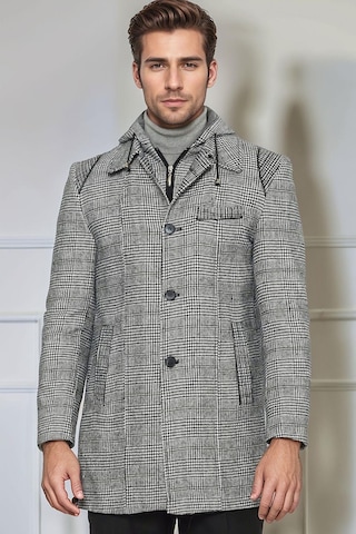 Plt9335 Dewberry Erkek Palto-ekose Gri Ekose Gri