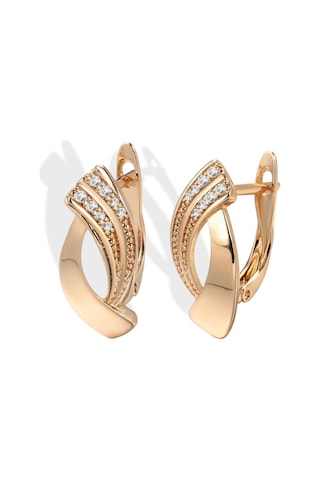 Gül Altın Basit Geometri Zirkon Küpe