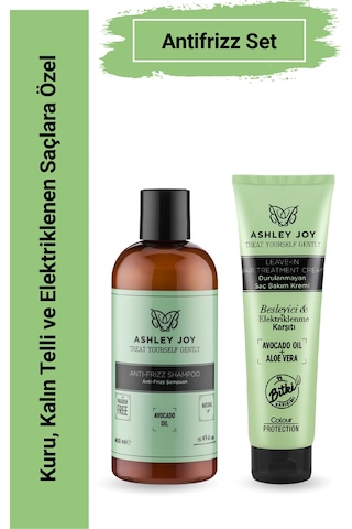 Ashley Joy Kuru ve Kalın Telli Saçlara Özel Elektriklenme Karşıtı Saç Bakım Seti