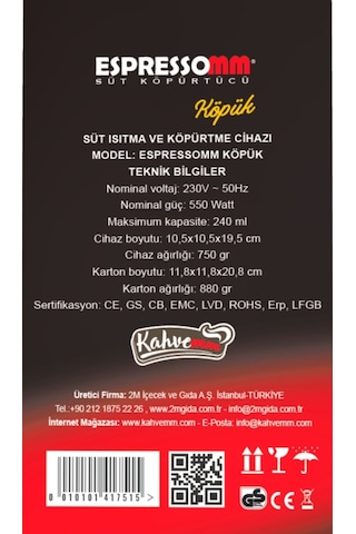 Espressomm Köpük Süt Köpürtücüsü