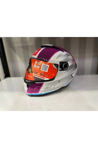 Mt Helmets Mt Thunder 4 Sv Tears C8 Motosiklet Kaskı Pembe - Parlak İnci Beyazı