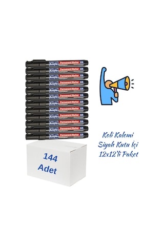 Kraf Permanent Markör Yuvarlak Uc 220 Siyah Koli Kalemi 144 Adet Kraf Permanent Markör Yuvarlak Uc 220 Siyah Koli Kalemi 144 Adet
