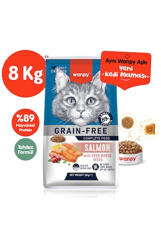 Wanpy Tahılsız Somonlu Yetişkin Kedi Maması 8 Kg Wanpy Tahılsız Somonlu Yetişkin Kedi Maması 8 Kg