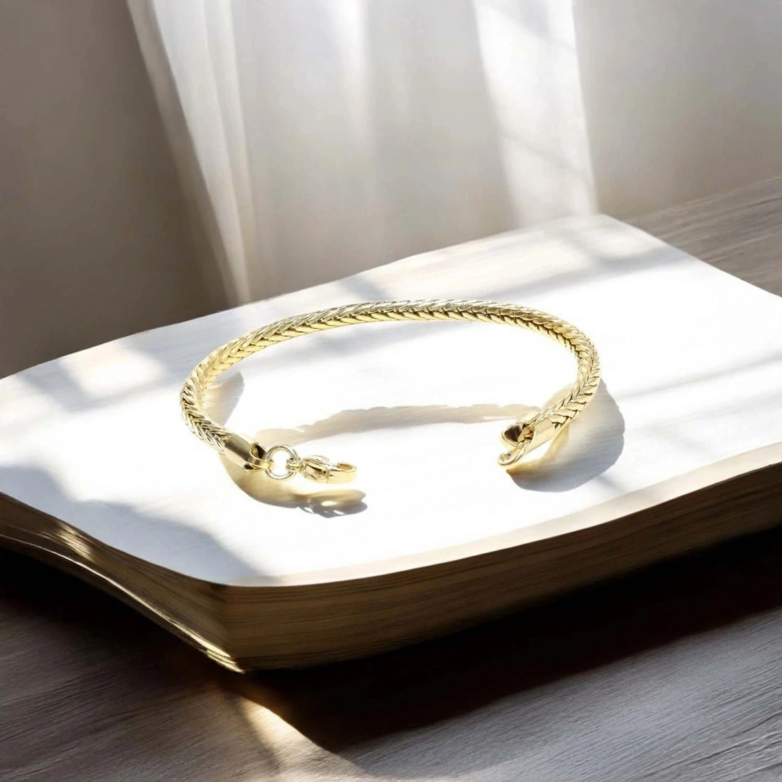 Moncuk Design Oval Kral Bakla Örgülü Sarı Çelik Zincir Bileklik 4mm 3351czb1d46 Sarı