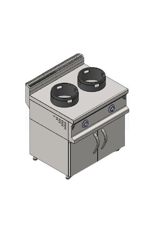 Csa İnox Karacasan Endüstriyel 900 Seri Dolaplı Çiftli Doğalgazlı Wok Ocak