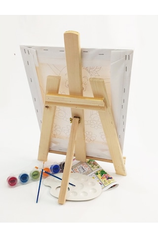 Büyülü Gökyüzü Çocuk Ressam Seti - 30 X 40 Cm Önçizimli Tuval, 2 Ad. Fırça, Palet, Boyalar Ve Şövale