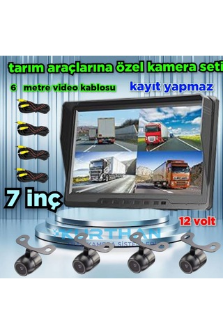 Kayıtsız 7 İnç Monitör Ve 4 Adet Kamera Seti 12 Volt