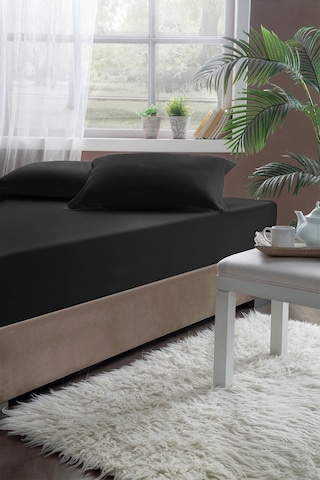Pierre Cardin Pamuk Saten Lastikli Çarşaf 120x200 Siyah