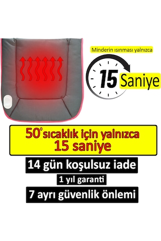 Yoldaş Isıtmalı Oto Koltuk Minderi, 15 Saniyede Hızlı Isıtma