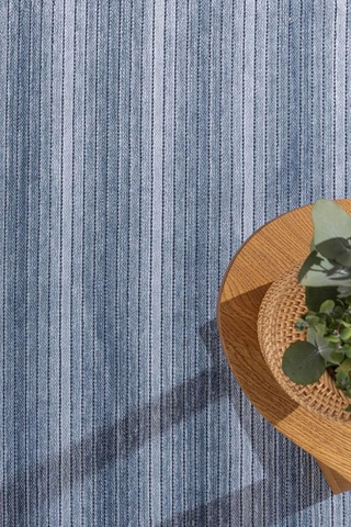 Stripe Mavi Kilim Kaymaz Taban Salon Oturma Odası Antre Halısı 33013a, 120 X 180 Çok Renkli