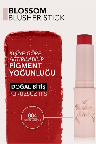 Flormar Blossom Hafif Yapılı & Doğal Bitişli Kat Kat Uygulanabilir Stick Allık 004 Sweet Hıbıscus