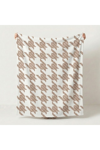 Prime Sleeks Geometrik Desenli Tv Battaniyesi 120x150 Cm Koltuk Şalı Diz Örtüsü - Kahverengi Kahverengi
