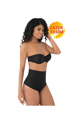 Uniquetrenders Kadın Lazer Kesim Ve Toparlayıcı String Korse Siyah