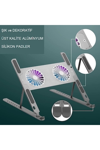UpWay Katlanabilir Alüminyum Turbo Fanlı Apple Uyumlu MacBook Laptop Soğutucu