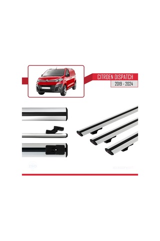 Citroen Dispatch 2019 Ve Sonrası İle Uyumlu Basic Model Ara Atkı Tavan Barı Gri 3 Adet
