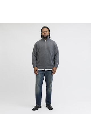 Jack & Jones Büyük Beden Nakis Detayli Loose Fit Triko Kazak - Norrebro - 12283385 Çok Renkli
