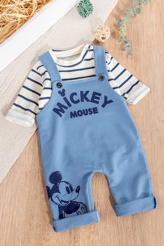Babymod Figürlü 2'li Erkek Bebek Tulum Salopet Takım İndigo
