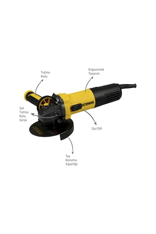 Rtrmax RTM1080 Avuç Taşlama Makinası 115 mm 750 W Devir Ayarlı