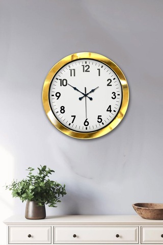 Almira Duvar Saati 36 Cm Gold Metal Standart Duvar Saati