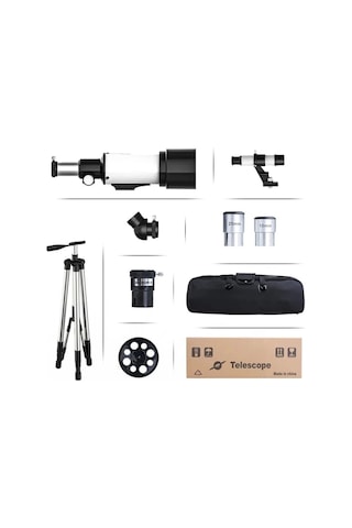 400x70mm Açıklıklı Refrakter Teleskoplar 15x-150x Telefon Adaptörlü Reflex