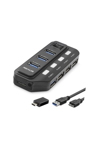 Usb Type-c 3.2 Gen1 Anahtarlı Hub 7 Port 5 Gbps Siyah U332 Evimdeyokyok