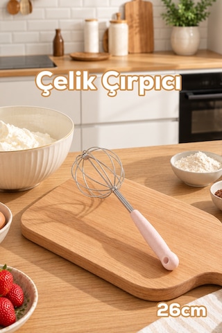 Porsima 1876 Paslanmaz Çelik Çırpıcı Pratik Karıştırıcı Çırpma Teli 26cm