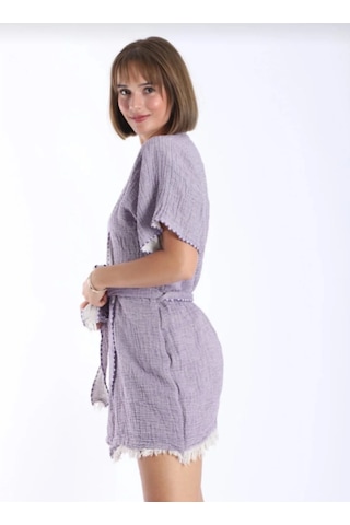 Trendol Fashıon Life Kimono - Peştemal Kimono - Müslin Kimono - Selimiye Açık Mor