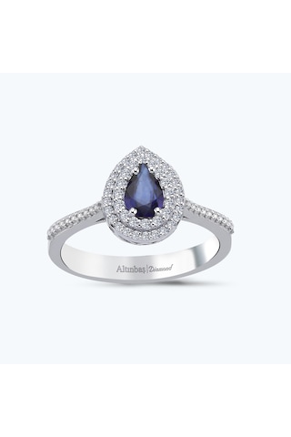 Altınbaş Pırlanta Safir Damla Yüzük Erm1052s-14k